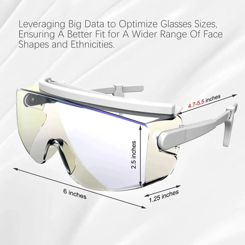 CO2 Laser Eye Protection Glasses For Real Safe Laser Cutting And Engraving OD5 Plus Absorption Filtering Tech Wavelength Coverage 9000-11000nm And 10600nm Protective Eyewear with size dimensions displayed