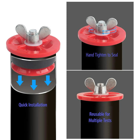 One And A Half Inch Mechanical End Of Pipe Gripper Plug For Pressure Testing And Temporary Sealing, 3 Piece Set in use