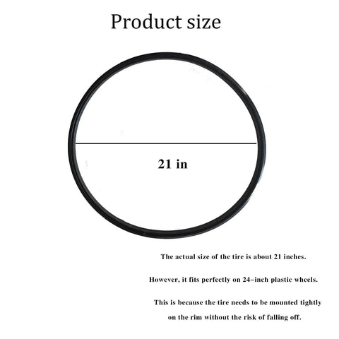 Rear Wheel Replacement Tire For Wheelchairs 24x1 Universal No Flat Polyurethane Tire showing 21-inch measurement