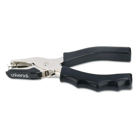 Eight Sheet Handheld Hole Punch 1 Quarter Inch, Metal With Rubber Grip, Black Finish, Easy Empty Chip Receptacle, 8 Sheet Capacity