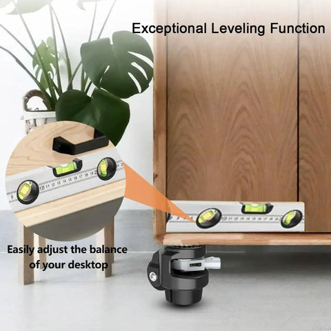 Heavy Duty Leveling Casters With Ratchet Handle Set Of 4 Industrial Casters 2200 Lbs Capacity installed on furniture