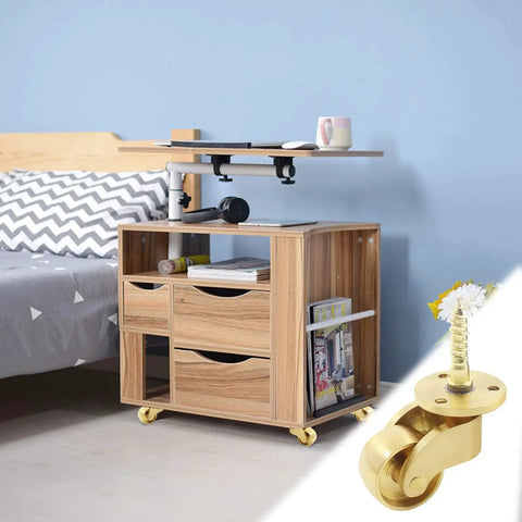4 Pcs Universal Stem Casters Brass Castor Heavy Duty 360 Degree Rotation Swivel Wheels on wooden furniture