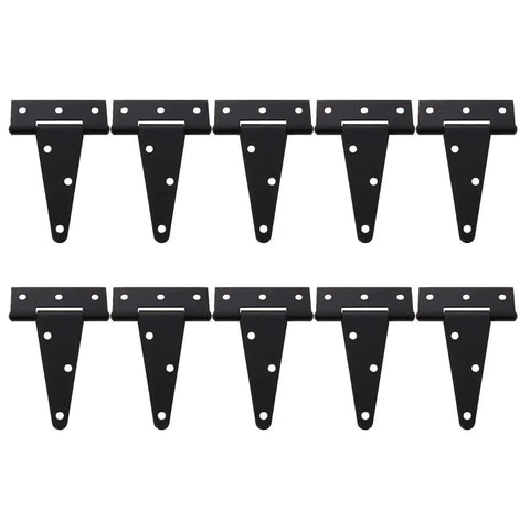 10 Pack 4 Inch T Strap Hinges Heavy Duty Tee Hinges Black For Barn Doors Gates Fences Gardens And Outdoor Indoor Use With Screws Included Durable Steel Construction For Long Lasting Performance