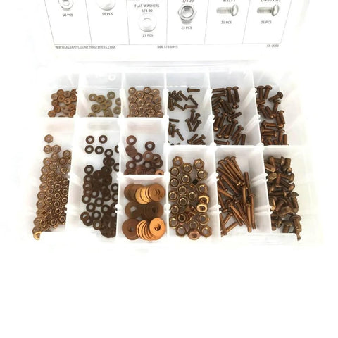 Silicon Bronze Electrical Screw Kit With Nuts And Washers And Insulated Screwdriver 377 Pieces In Compartments Box Includes 125 Screws 125 Nuts 125 Flat Washers Corrosion Resistant Fasteners For Breakers Lugs And Buss Bars