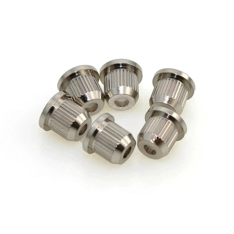 Full Solid Brass Bass String Ferrules Set for String Through Body Installation 8mm Top Opening 3mm Bottom Hole 9mm High Rear Mount Caps Pack of Six
