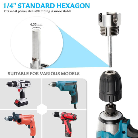 All In One Dual Function Pipe Thread Cutter Kit For Half Inch Three Quarter Inch And One Inch PVC Pipes With Internal And External Threading No Fuss Electric Drill Compatible Pipe Threader Set with drill compatibility illustration