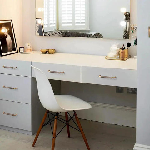 White vanity desk with 6 Pack 5 Inch Antique Brass Knurled Cabinet Pull Handles With Textured Non Slip Grip For Kitchen Cabinets And Furniture Drawers