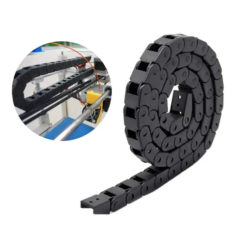 10X10mm 1m Black Plastic Flexible Drag Chain Cable Carrier for 3D Printer and CNC Wiring, coiled and installed example.