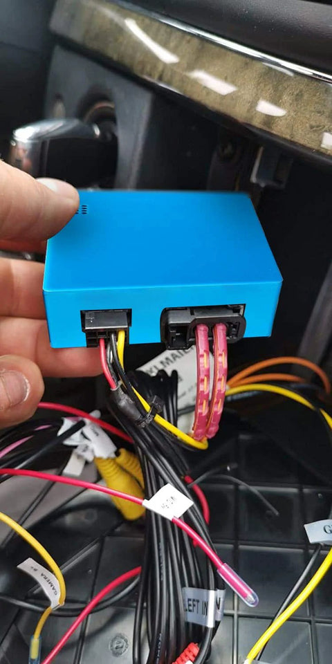 LEXXSON optic fiber decoder module in blue with dual connectors and wiring harness for car installation
