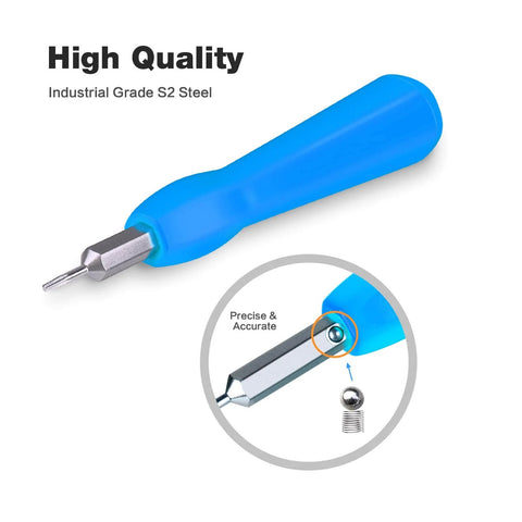 All In One Video Doorbell Screwdriver Bit Set With T6 And T15 Torx Heads For Battery And WiFi Access, blue handle, side view