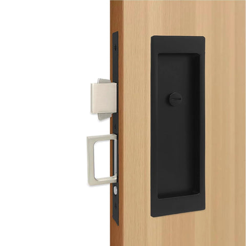 Zero Profile Pocket Door Lock Privacy Hardware With Flush Mount Pull Handle No Fuss Heavy Duty Pocket Door Latch installed
