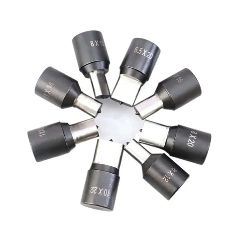 Heavy Duty Oval Hole Punch Die Set For CH 70 Hydraulic Punch, showing varied sizes of stainless steel molds including 8x12mm
