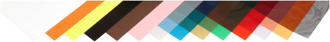 DIY Friendly Plastic Shim Stock Assortment Kit With 14 Flat Sheets 0.0005 To 0.030 Inch Thick, 20 Inch Wide By 20 Inch Long, Color Coded, Oil Resistant And Non Magnetic - Color-coded sheets arranged in a diagonal pattern.