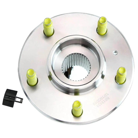 4pc Wheel Hub & Bearing Assemblies Front or Rear for 2000-2013 Chevy Impala, 1997-2008 Pontiac Grand Prix, top view with sensor plug