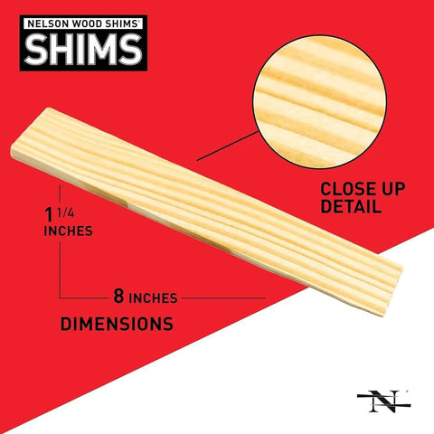 Close-up of Must Have 8 Inch Wood Shims For DIYers Leveling Doors Cabinets Appliances Floors And More 12 Shims Total Kiln Dried Natural Wood