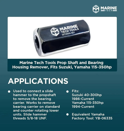 Prop Shaft And Bearing Housing Remover Tool For Outboard Motors Compatible With Suzuki 40 To 300 HP Yamaha 115 To 350 HP And Honda 75 To 250 HP Includes Slide Hammer Connection For Bearing Carrier Removal Equivalent Yamaha YB 06335 product image.