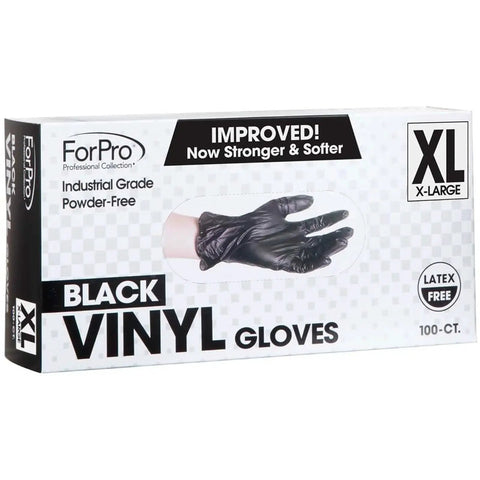 Box of Black Industrial Vinyl Gloves Food Safe Powder Free Latex Free X Large 100 Count