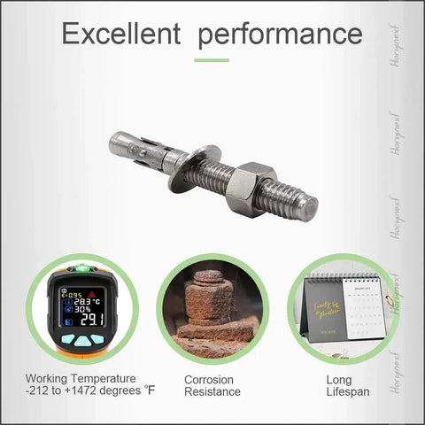 Corrosion-Resistant 304 Stainless Steel Wedge Anchor For Concrete Only 1/2 Inch By 3-3/4 Inch Heavy-Duty Fasteners, 4 Pieces Included