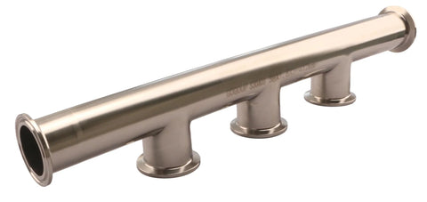 GOGOUP tri-clamp manifold, 1.5 in, 3-way 304 stainless, polished sanitary fitting