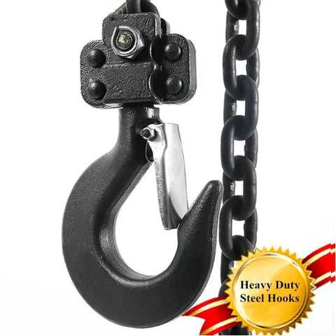 Heavy duty hook of Manual Lever Hoist Come Along Three Quarters Ton Capacity 1650 Lbs, Ten Ft Lift, commercial grade steel chain