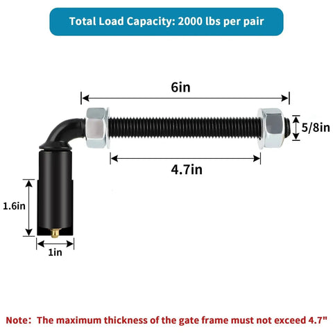 Heavy Duty Gate Hinge Skelang With Five Eighth Inch J Bolt And Adjustable Barrel For Outdoor Use, Corrosion Resistant Steel