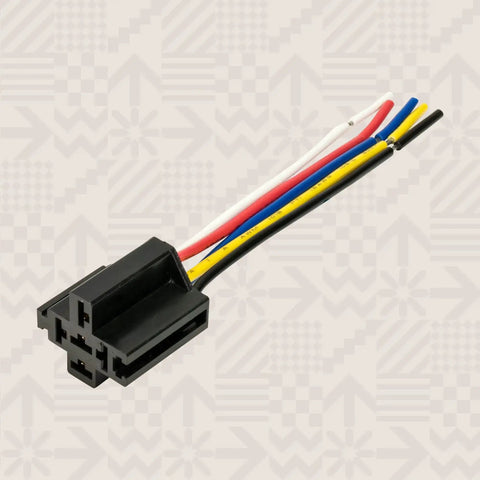 Interlocking Relay Socket Harness Base Kit For 12V DC 5 Pin SPDT Relays With 14 AWG Main Wires And 6 Inch Prewired Pigtails Bosch Style
