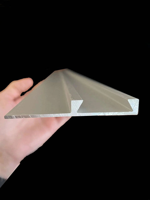 Close-up of the 100 Inch Cutting Guide With Joiner Bar And Dual 50 Inch Guides Anodized Aluminum Construction in hand