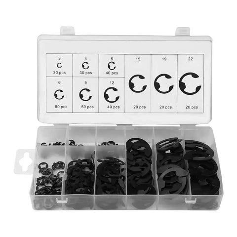 300 Piece Circlip Assortment Set With External 304 Stainless Steel Retaining Clips For Axles And Shafts Nine Sizes For Replacement Projects