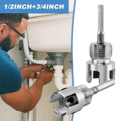 2 In 1 Pipe Threading Tool For Internal And External Threads With Dual End One Half Inch NPT And Three Quarter Inch NPT Dies