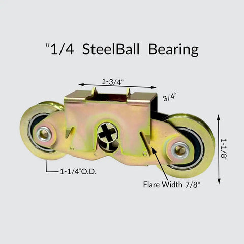 Side view of 2 Pack Sliding Door Rollers For Andersen Patio Doors 1 1/4 Inch Tandem Roller Assembly With Steel Ball Bearing