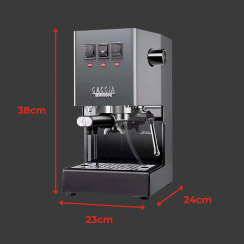 Classic Evo Pro Grade Espresso Machine With Industrial Grey Finish Made In Italy Compact Size 9 Bar Extraction 58mm Stainless Steel Commercial Portafilter Three Way Solenoid Valve Commercial Steam Wand Sturdy Steel Housing For Barista Pros