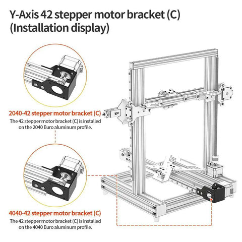 Y Axis Nema 17 42 Stepper Motor Mount For 3D Printer Aluminum Bracket Fits 2040 4040 Euro Standard V Slot Profiles installation
