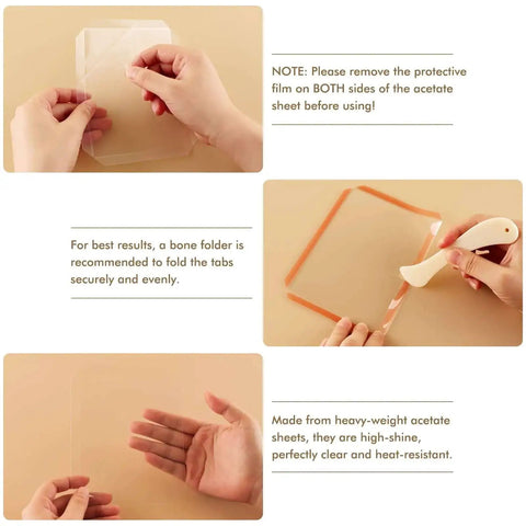 Hands holding clear acetate sheets for Flat Shaker Covers And Nesting Circle Dies For Shaker Card Making And DIY Scrapbooking