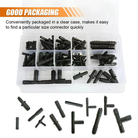 125 Piece Vacuum Connector Kit For Auto Hose Fittings And Tubing Nylon Barbed Tee Reducer And Straight Connectors in case