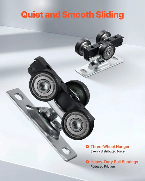 Sliding Pocket Door Hardware Track Kit With 5.73 Ft Heavy Duty Commercial Grade Track Set for smooth and quiet sliding