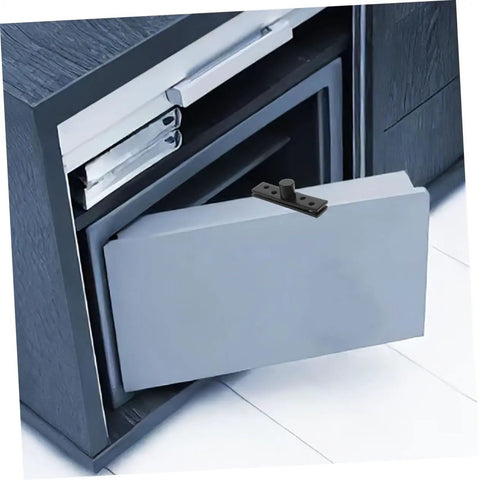 Hidden Door Pivot Hinges 2Pcs Rotating Stainless Steel Concealed Hardware installed on a cabinet for smooth operation.
