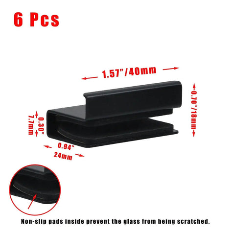 6 Pcs 1.57 Inch Glass Finger Edge Pulls For 5 To 6mm Thick Glass Doors Polished Chrome Finish Easy Install Clips side view