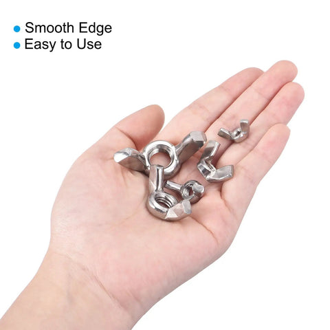 Butterfly Wing Nuts Set For Quick Hand Tightening With 10-24 Thread 304 Stainless Steel 25 Pieces held in hand