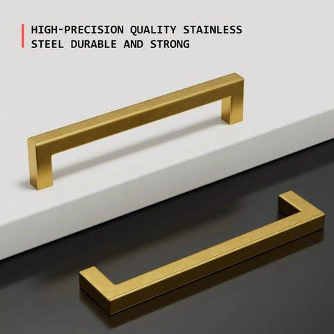 5 Inch Brushed Brass Cabinet Pulls 30 Pack Square Cabinet Hardware Handles For Cupboards And Doors In Modern Stainless Steel Construction