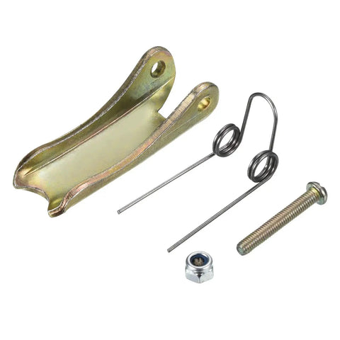 Two Pack 1.7 Inch Hook Safety Latch Kit For Clevis Hooks And Towing Hitches with metal components and spring, front view.
