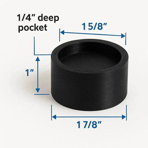 Dimensions of Beefy Non Slip Range Foot Extension Risers Two Pack Height Boost Three Quarters Inch Front Feet Easy Install Black
