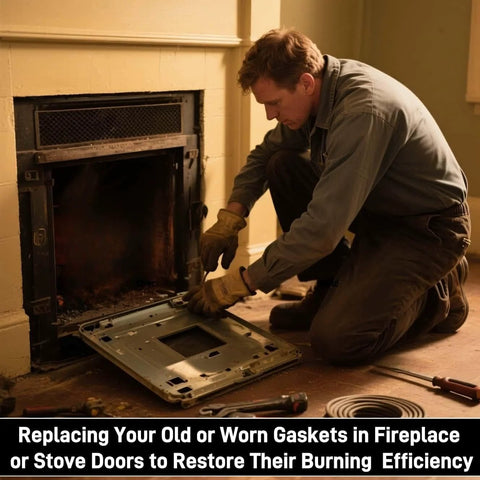 Arrccholiy wood stove gasket rope, graphite fiberglass, 1/4 x 118 in, replacement for stove doors