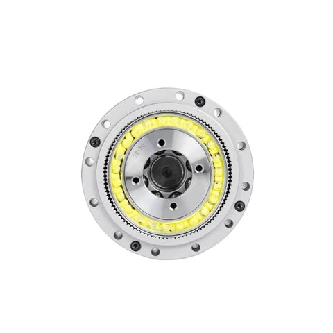 Front view of harmonic reducer gearbox with strain wave drive for machinery pro grade high precision 100 to 1 speed ratio CSD 20 style servo