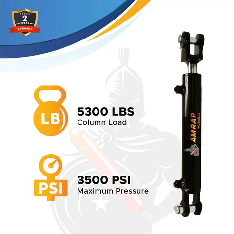1.5 In Bore 6 In Stroke Welded Double Acting Hydraulic Cylinder Clevis 3000 PSI with 5300 lbs load, 2-year warranty