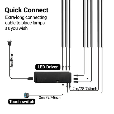 Black LED Recessed Lighting Kit With Dope 8 Piece 3000K Warm White Wall Panel Lights wiring diagram with LED driver and touch switch