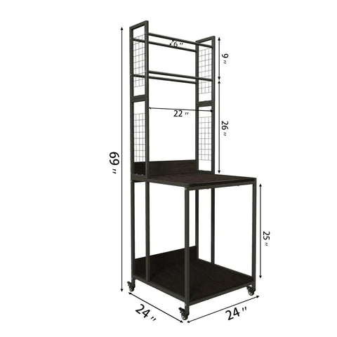Beefed Up Heavy Duty 3D Printer Stand With Double Layer Filament Storage Rack; metal frame, 24x24 dimensions, wheels for mobility.