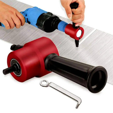 Pro Grade Beefy Double Head Sheet Metal Nibbler Cutter with handle and wrench for straight and curve cuts on metal sheet