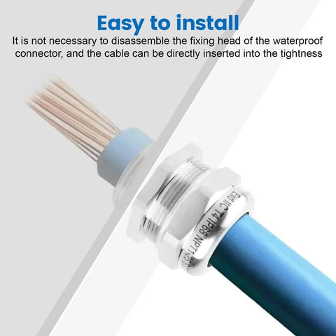 Two Pack Stainless Steel IP68 Waterproof Cable Gland with Adjustable Locknut and Gaskets, strain relief for 13 to 18 mm cables.