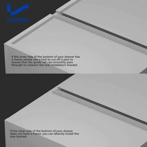 Center Mount Drawer Slides For Cabinets And Dressers, 16 Inch Heavy Duty Rails With 10.74 Inch Extension shown installed