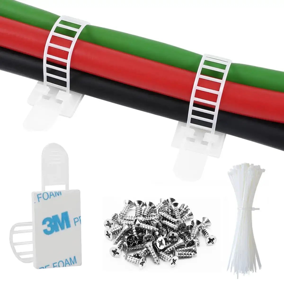 Adhesive Cable Clips and Zip Ties Kit With 50Pcs Zip T...